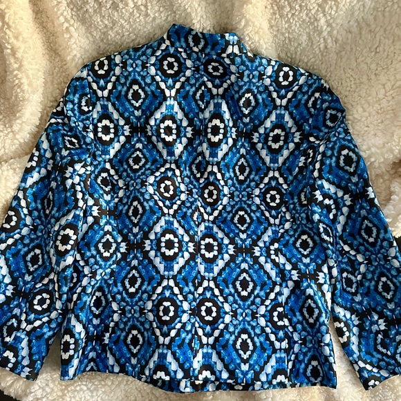 Kasper Blue and Black Geometric Jacket - Picture 7 of 8